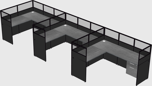 Shared l-shaped cubicle