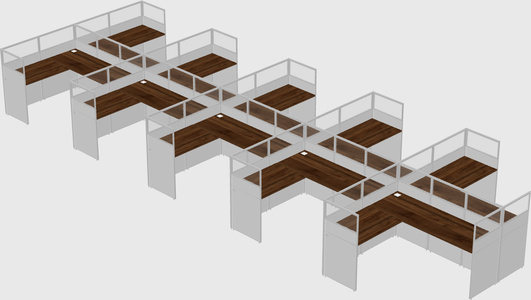 Shared l-shaped cubicle