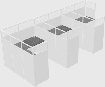Shared l-shaped cubicle