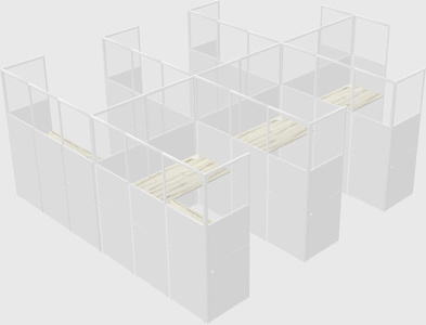 Shared l-shaped cubicle