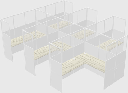 Shared l-shaped cubicle