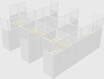 Shared l-shaped cubicle
