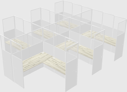 Shared l-shaped cubicle