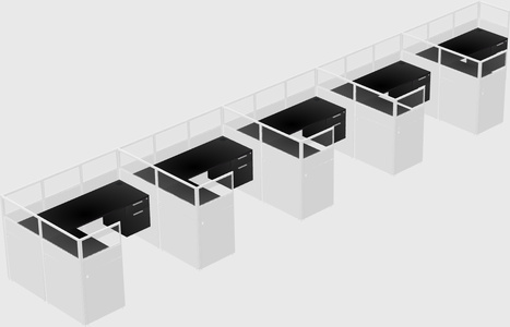 Shared l-shaped cubicle