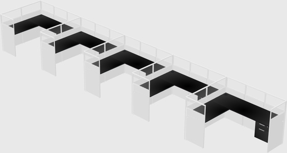 Shared l-shaped cubicle