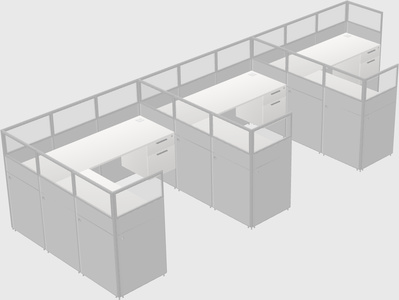 Shared l-shaped cubicle