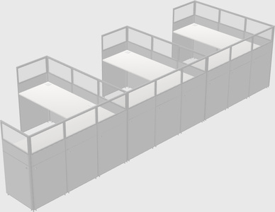 Shared l-shaped cubicle