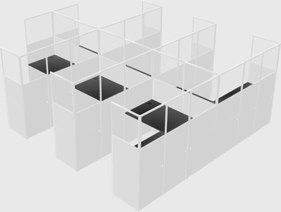 Shared l-shaped cubicle