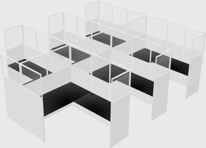 Shared l-shaped cubicle