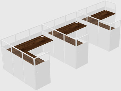 Shared l-shaped cubicle