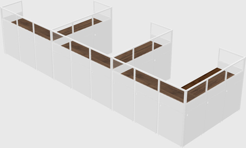 Shared l-shaped cubicle