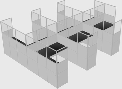 Shared l-shaped cubicle