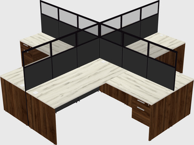 Shared l-shaped cubicles