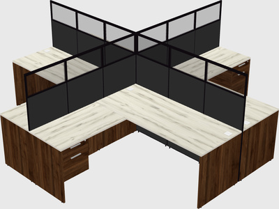 Shared l-shaped cubicles