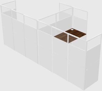 Shared l-shaped cubicle