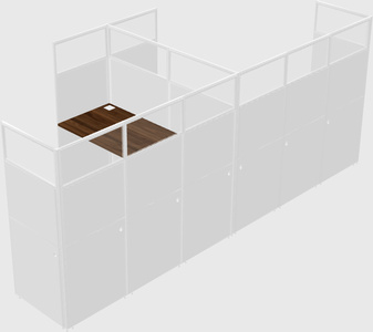 Shared l-shaped cubicle