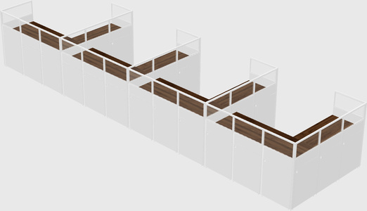 Shared l-shaped cubicle