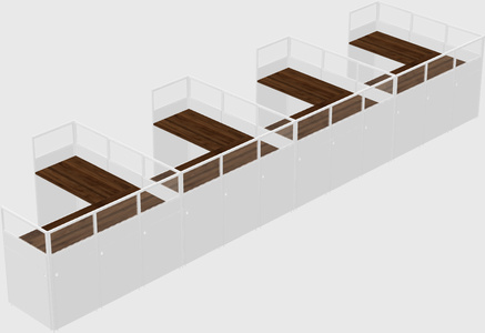 Shared l-shaped cubicle