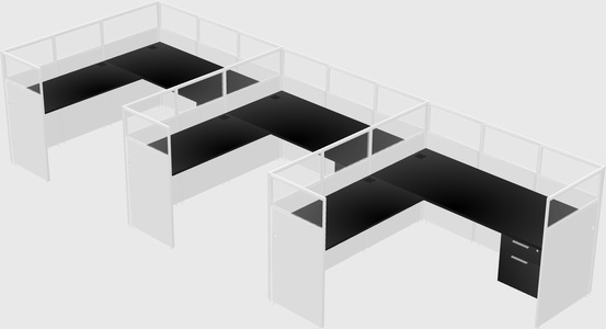 Shared l-shaped cubicle