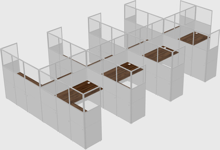 Shared l-shaped cubicle