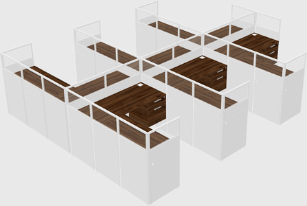 Shared l-shaped cubicle
