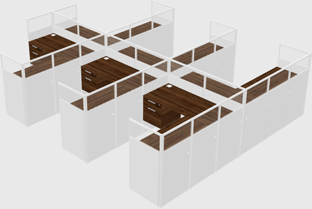 Shared l-shaped cubicle