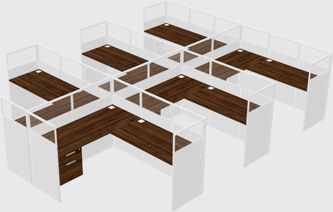 Shared l-shaped cubicle
