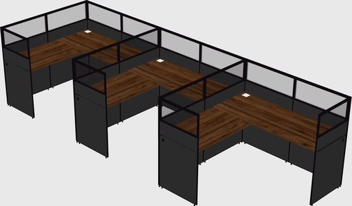 Shared l-shaped cubicle