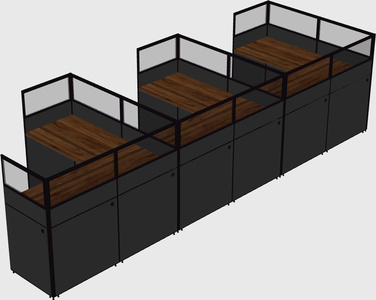 Shared l-shaped cubicle