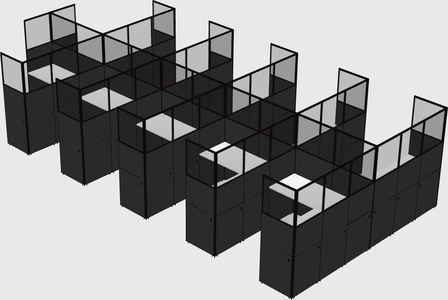 Shared l-shaped cubicle