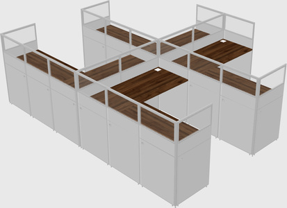 Shared l-shaped cubicle