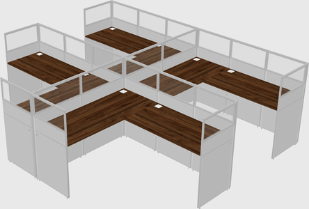 Shared l-shaped cubicle