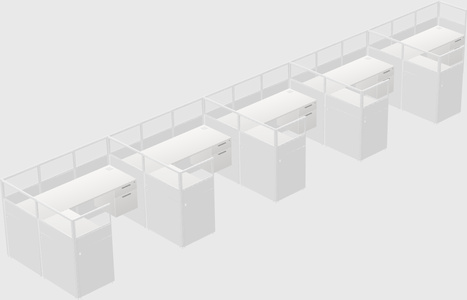 Shared l-shaped cubicle