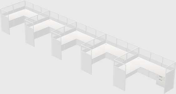 Shared l-shaped cubicle