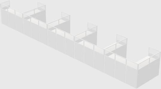Shared l-shaped cubicle