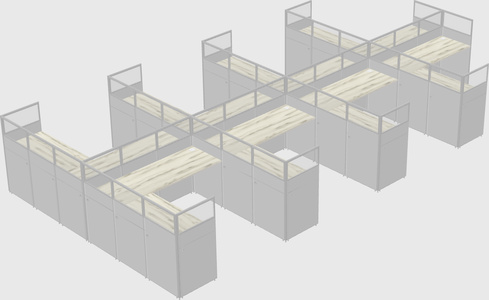 Shared l-shaped cubicle