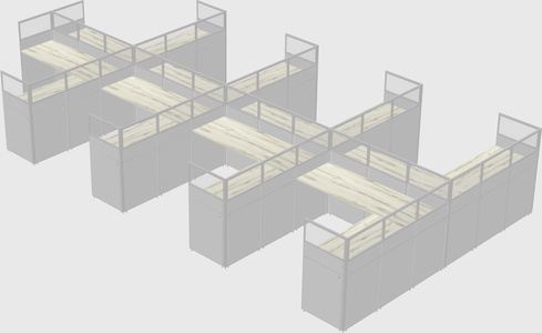 Shared l-shaped cubicle