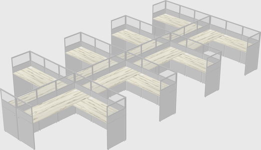 Shared l-shaped cubicle