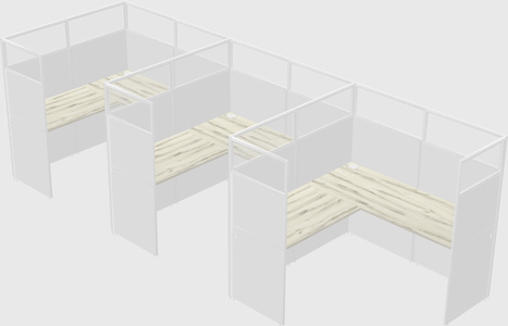 Shared l-shaped cubicle