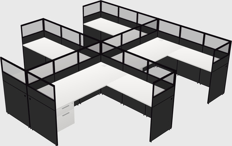 Shared l-shaped cubicle