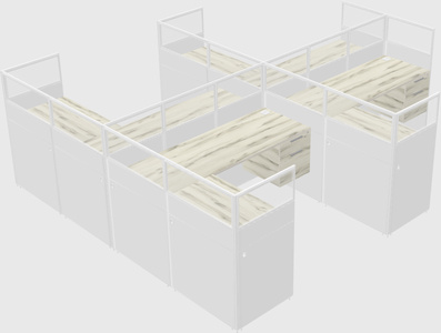 Shared l-shaped cubicle