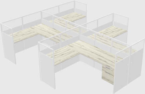 Shared l-shaped cubicle