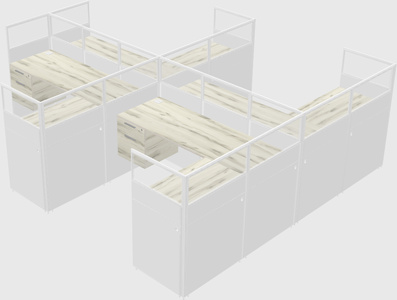 Shared l-shaped cubicle
