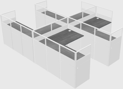 Shared l-shaped cubicle