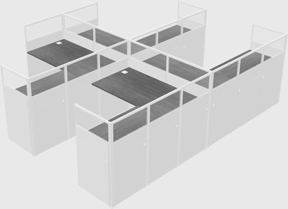 Shared l-shaped cubicle