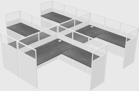 Shared l-shaped cubicle