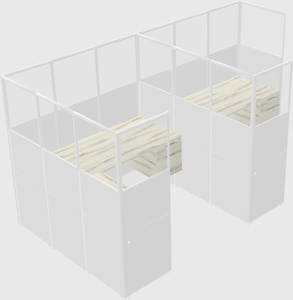 Shared l-shaped cubicle