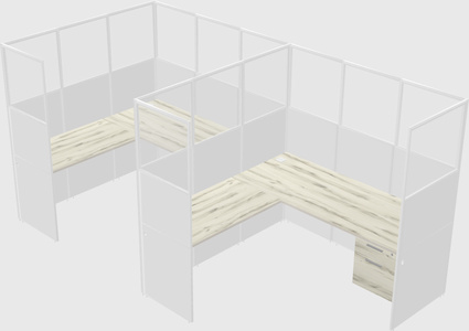 Shared l-shaped cubicle