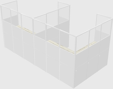 Shared l-shaped cubicle