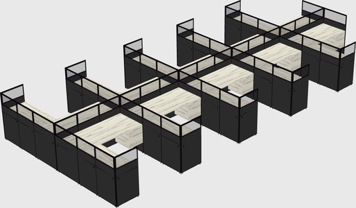 Shared l-shaped cubicle